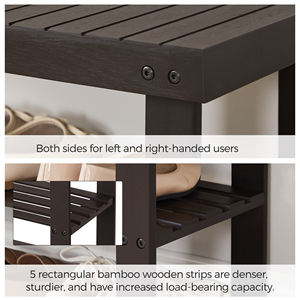 SONGMICS Easy Assembly Shoe Display Stand <strong>Bench</strong> <strong>Storage</strong> Organizer 3-tier Stable Bamboo Shoe Rack - Product Image 4