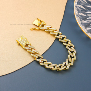 New Hip-hop <b>Cuban</b> <b>Chain</b> 13mm Diamond-encrusted Men's Necklace Bracelet Street Versatile Jewelry Tanjing Fashion Lijing Necklace - Product Image 5