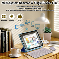 Keyboard dan Mouse Nirkabel Kantor Murah, Combo Keyboard Nirkabel Bluetooth dengan Mouse untuk iPad Pro 11 12.9 10.5 Air Mini