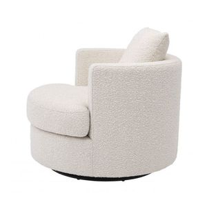 Moderne Gestoffeerde Ronde Boucle Stof Draaistoel Accent Stoelen Voor Woonkamer Slaapkamer Woningmeubilair