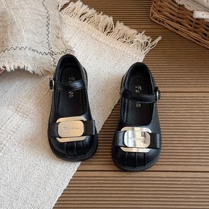 Chaussures Mary Jane en cuir PU de style rétro pour filles et enfants, à fermeture auto-agrippante, bout rond, talon plat, chaussures décontractées polyvalentes de style coréen - Product Image 3