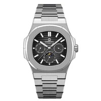 Jam Tangan Pria Mekanik Otomatis Penuh dengan Penunjuk Fase Bulan, Kunci Kupu-kupu Oval Baja Anti Karat, Logo Kustom OEM Edisi Terbatas, Tahan Air 30M