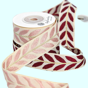 2.5厘米简约花卉提花100%涤纶面料装饰带高韧性家居装饰窗饰服装配饰 - Product Image 3