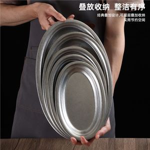 Stainless Steel Oval Plate For Steaming Fish Gold Color Deep Dish Microwave Safe Hotel Use - Product Image 4