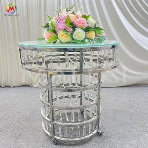 Colgante de cristal plateado redondo moderno de lujo, mesa de pastel de acero inoxidable, 75cm, modelo de marca MaiLai, ML-CT24 para eventos de fiesta de boda - Product Image 3