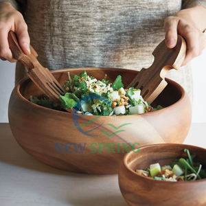 Durable Reusable <b>Wooden</b> <b>Salad</b> <b>Bowls</b> - 100% Natural Wood, Sustainable & Disposable-Look for Restaurants and Events - Product Image 6