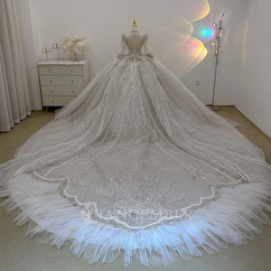 Robes de mariée de luxe à col haut et sequins pour femmes Lsjj101 - Product Image 3