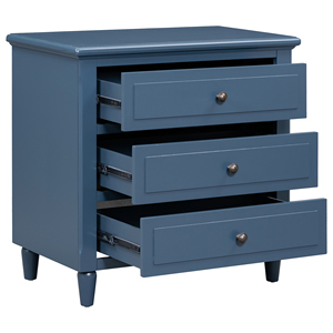 <b>U</b>_STYLE 28'' Pine Wood Nightstand 3 Drawers Smooth Gliding Rails Metal Handle Minimalist Bedside Cabinet - Product Image 6