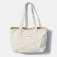 Sac fourre-tout en toile durable et écologique avec sangle épaisse, design brodé, imprimé, taille moyenne
