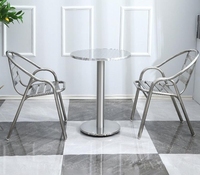 Table Ronde en Acier Inoxydable pour l'Extérieur et l'Hôtellerie