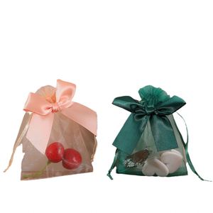 Nouveauté : Sacs d'échantillons de cosmétiques en gros avec nœud, sacs cadeaux transparents en maille et organza - Product Image 2