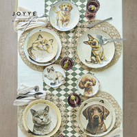 Assiette en céramique Joyye personnalisée de 6 pouces avec motif mosaïque chat, impression numérique, assiette photo personnalisée pour animal de compagnie, pour décoration intérieure et cadeau