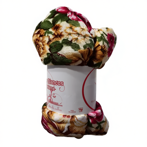 Couverture légère écologique en peluche florale rectangulaire pliée pour usage domestique, style classique quatre saisons, couleurs assorties - Product Image 1