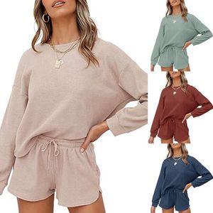 Ready Stock Women Lounge Pants <b>Set</b> Crew Neck Drawstring Long Sleeve Spring Loungewear Outfit Embroidery Logo - Product Image 1