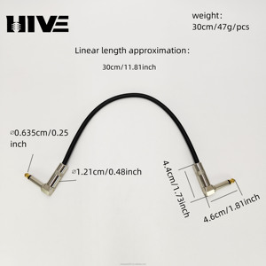 Câble audio coudé HIVE30CM 6,35 mm (1/4 pouce) pour effets et accompagnement, blindé anti-bruit, pièce unique - Product Image 2