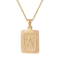 Qiuhan 18K or carré marque en acier inoxydable Hip Hop mode lettre collier