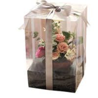 Fabrication Boîte à fleurs recyclable avec logo personnalisé Boîte d'emballage de fleurs en PVC transparent avec fenêtre pour mariage Saint Valentin