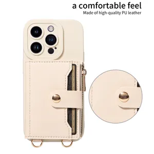 Étui de téléphone en similicuir pour <span class=keywords><strong>iPhone</strong></span> 16 Pro Max, 15, 14, 13, <span class=keywords><strong>12</strong></span>, 11 Plus, <span class=keywords><strong>Mini</strong></span>, 7, 8 Plus, XS Max, XR, avec bandoulière, anti-chute, miroir et portefeuille - Product Image 5