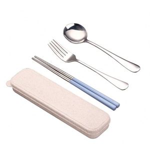 Stainless Steel Customizable Portable Tableware <b>Box</b> Outdoor 2-3 Pcs Convenient Spoon Fork Chopsticks Cutlery Dinnerware Set - Product Image 1