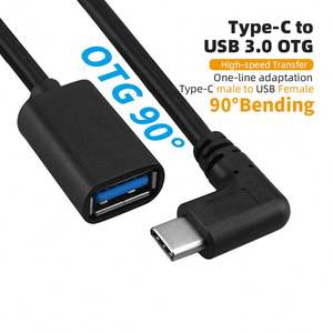 Adaptateur <span class=keywords><strong>USB</strong></span> C vers <span class=keywords><strong>USB</strong></span> 3.0 OTG à angle droit de 90 degrés, câble de transfert de données haute vitesse <span class=keywords><strong>pour</strong></span> ordinateur portable, tablette, téléphone portable - Product Image 1