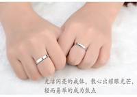 Bague de couple en argent sterling 925 bijoux bord bague visage lisse bague réglable