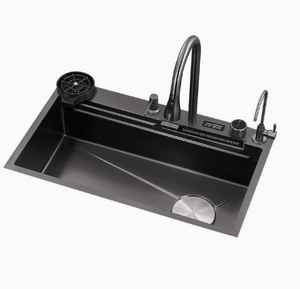 Évier de cuisine en acier inoxydable gris anthracite, à cuve unique, style moderne - Product Image 1
