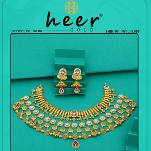 Elegant gold <b>necklace</b> set with intricate circular patterns traditional bridal jewelry design handcrafted ethnic wear <b>statement</b> - Product Image 2