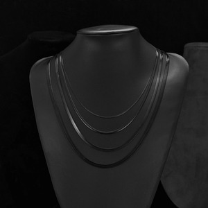 Collar de Cadena Plana de Acero Inoxidable de 2/3/4/5 mm para Hombre y Mujer, Chapado en Negro de Alta Calidad, Accesorios de Joyería, Regalo - Product Image 4