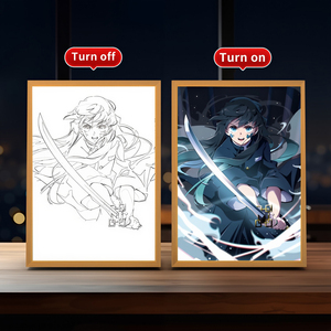 Anime LED light painting với khung gỗ thiết kế hiện đại để trang trí nội thất và sử dụng kỳ nghỉ - Product Image 2