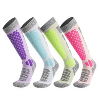 Chaussettes de ski en coton tricoté ODM personnalisées, séchage rapide, antibactériennes, anti-frottement, en tissu éponge, pour femmes, pour la montagne et la neige