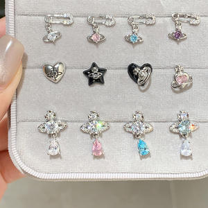 Boucles d'oreilles coréennes EH392, collection Saturn, style occidental, <span class=keywords><strong>reine</strong></span>, mère, zircon, tendance, en acier inoxydable, mignonnes, exquises, petites boucles d'oreilles - Product Image 2