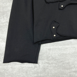 เสื้อมีฮู้ดผ้าฝ้ายสีดำสุดหรูจากดีไซเนอร์เสื้อมีฮู้ดปักลายงานเย็บปะติดแบบบ็อกซี่มีไหล่โอเวอร์ไซส์ - Product Image 3