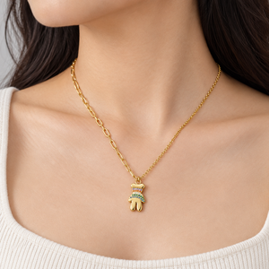 Multicolor Figure Necklace Stainless Steel 14K <b>Gold</b> Vacuum Plated Cubic Zirconia Mixed Link Chain <b>Gold</b> Silver - Product Image 5