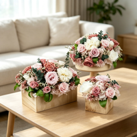 Décoration de Maison de Luxe, Centres de Table, Plantes Naturelles, Fleurs Éternelles Mixtes, Bouquet de Roses Conservées, Saint-Valentin, Fête des Mères