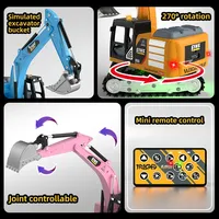 Mini-excavatrice RC en alliage JHD HG301, modèle de simulation électrique avec système sonore et lumineux, jouet télécommandé pour enfants, cadeau