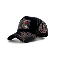 Casquette de baseball originale style Trucker Gothique Chicano avec motif Crâne de Coq, Patch en Cuir PU Gallo Fino et Broderie Flamme, Dos en Maille