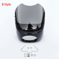 Phare universel de moto de 7 pouces, style rétro café racer, avec pare-brise