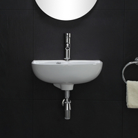 Vente d'usine Lavabo rectangulaire en céramique salle de bain tenture murale lavabo camping-car demi-rond lavabo