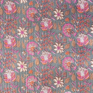 <b>Large</b> Cotton Casual <b>Weekender</b> Travel <b>Bag</b> <b>Women</b> Handmade Quilted Fabric Duffle Block Printed Floral Lightweight Portable - Product Image 3