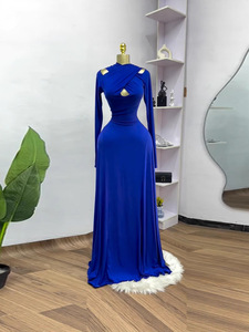 Nouvelle <span class=keywords><strong>robe</strong></span> longue en tulle à manches longues, au design fluide, offrant un effet amincissant et une grande élasticité - Product Image 2