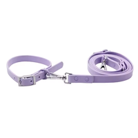 NOVIPET Ensemble laisse et collier pour chien en PVC imperméable, couleur unie, personnalisable pour la promenade et l'entraînement, équipement canin écologique