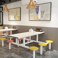 Ensemble de table et chaises de restaurant moderne en métal pliable pour cantine scolaire, usine, restaurant en libre-service, quatre places