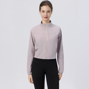 Chaqueta de Yoga de <span class=keywords><strong>tenis</strong></span> para <span class=keywords><strong>mujer</strong></span>, chaqueta ligera para correr, chaqueta informal a la moda, ajustada, de manga larga, con logotipo personalizado, ropa de Yoga - Product Image 3