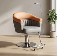 Fauteuil de Barbier Hydraulique Robuste avec Revêtement en Cuir PU, Base Ronde Chromée, Design Moderne, Garantie de 8 Ans pour Salon et Atelier