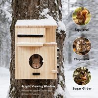 Nid d'écureuil suspendu créatif en bois et maison de rangement pour noix d'extérieur avec fenêtre de visualisation, mangeoire à écureuils en bois