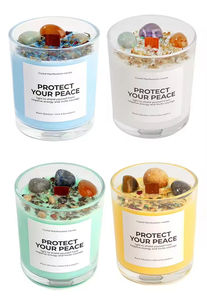 เทียนหอมโลโก้สั่งทำพิเศษในภาชนะแก้วใส ขี้ผึ้งสี ไส้เทียนไม้ ดอกไม้แห้ง คริสตัลควอตซ์ ขี้ผึ้งถั่วเหลือง กลิ่นหอม - Product Image 5