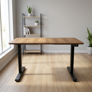 Modern Adjustable Commercial <b>Computer</b> <b>Desk</b> Wooden Top <b>Black</b> Metal Legs Lumetal KTS-230512-16D 1 Year Warranty - Product Image 4