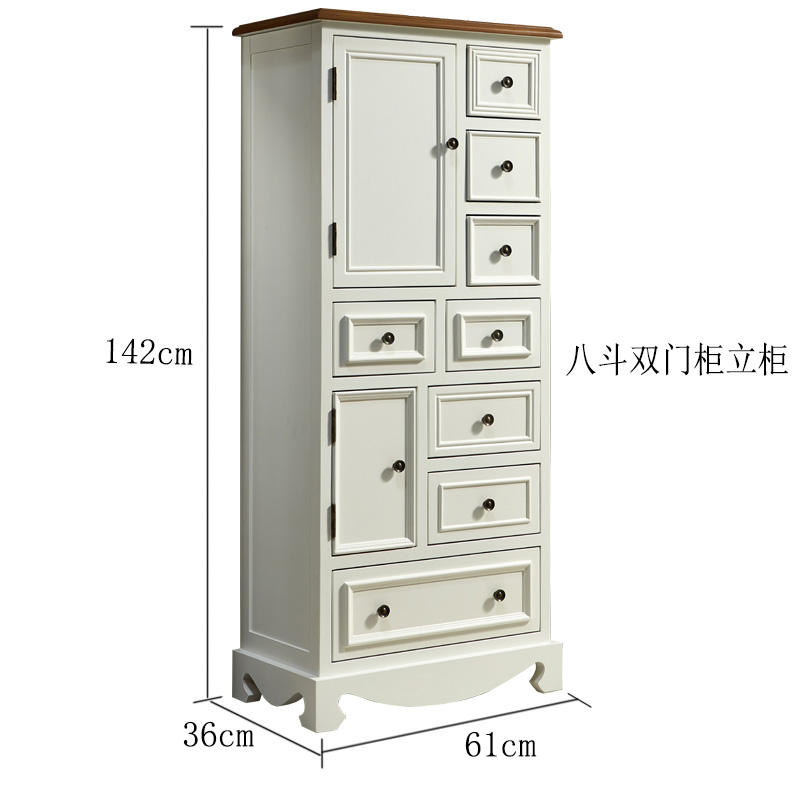 Armoire verticale à deux portes à huit seaux blanc crème de 61cm de long