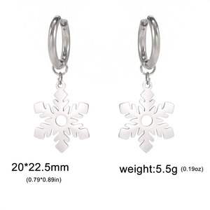 Luxury 14k 18k Gold Plated 316L Stainless Steel <b>Titanium</b> Fashion Drop Jewelry Snowflake Earrings for Women - Product Image 6