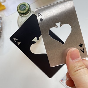 Black Silver Stainless Steel Flat Playing Card Credit Card Shaped Eco-Friendly Dishwasher <b>Safe</b> Bottle Opener Kitchen <b>Tool</b> for - Product Image 4